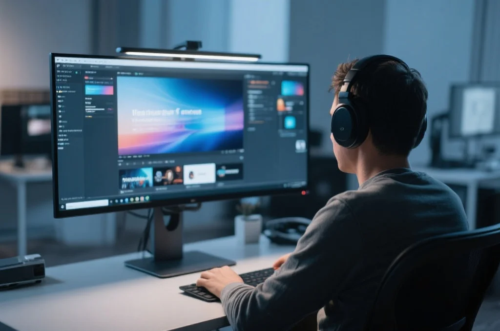 用户在桌面电脑上享受星亿的沉浸式娱乐体验